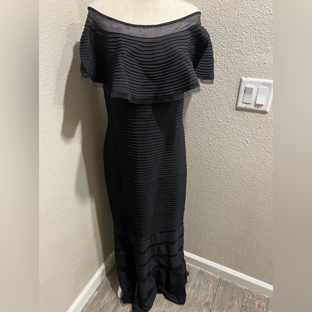 Tadashi Shoji long formal black dress